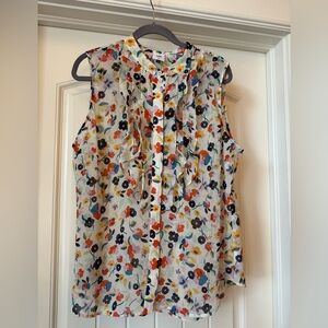 CAbi  Sleeveless Blouse with ruffles. Size XL